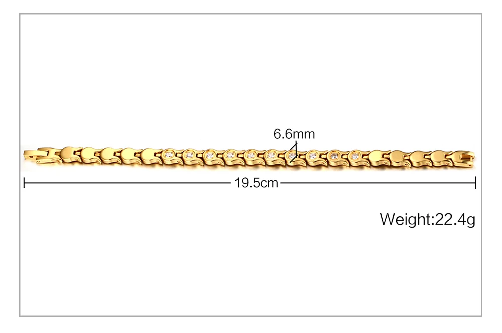 Vnox шикарный кубический цирконий женский браслет здоровье Био энергия Магнитный золотой тон регулируемый
