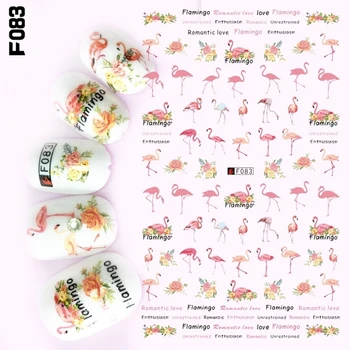 

7pcs 3D Super Thin Nail Stickers Nail Art Adhesive Decals Manicure Tropical Flamingo Indian Lotus Flowers Decoration Nail Wraps