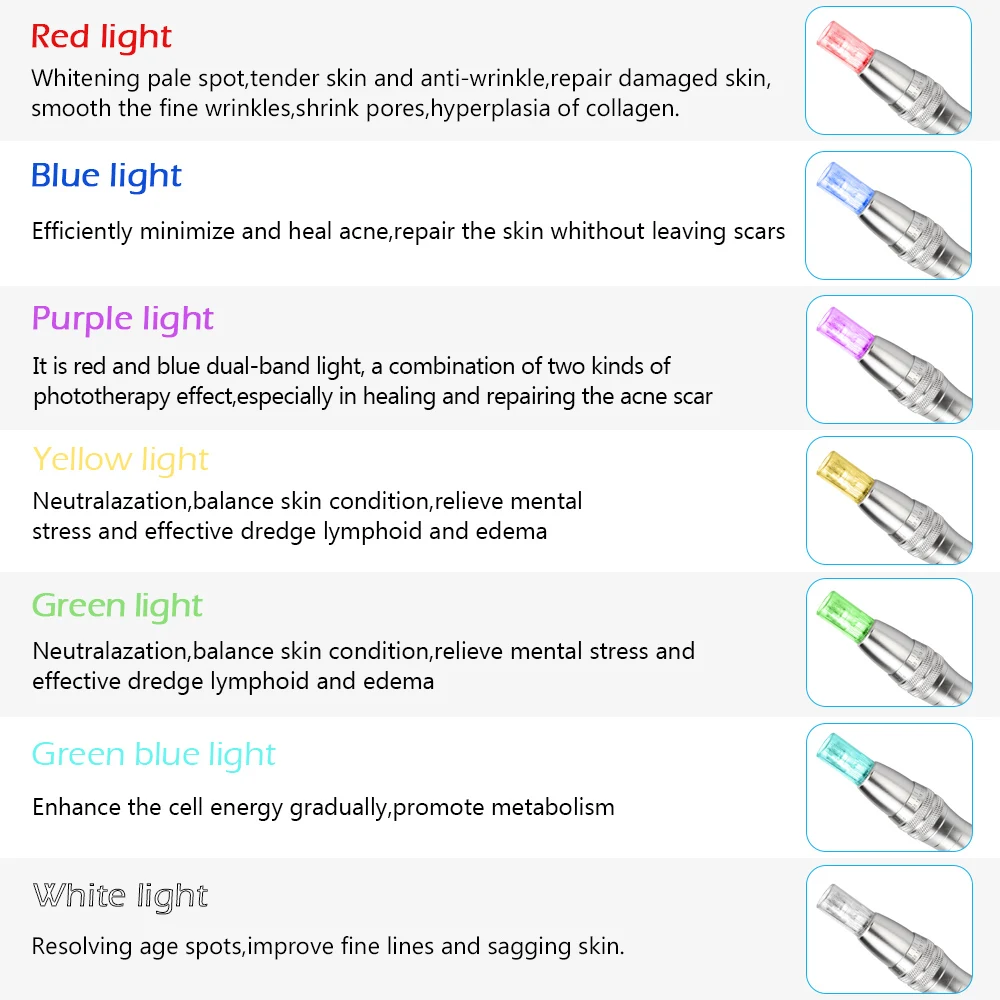  New 7 Light LED Photon Electric DR Pen With Micro Needle Face Wrinkles Marks Acne Scar Removal dr p - 4000114129728