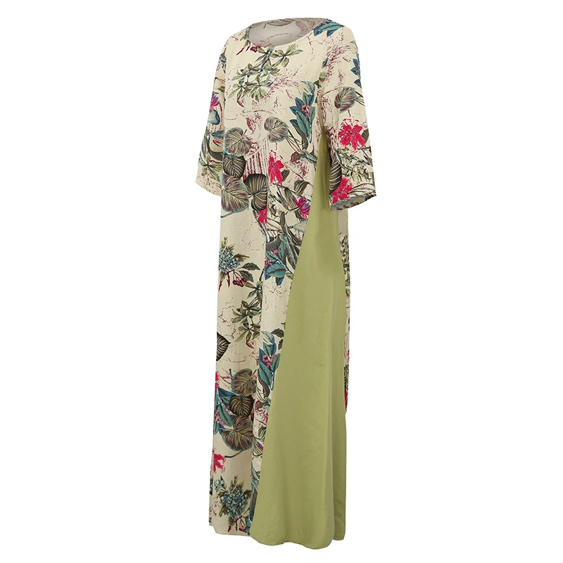 EaseHut винтажное платье с цветочным рисунком для женщин весна лето печатное лоскутное хлопковое льняное платье Mori Girl Ретро макси длинные платья