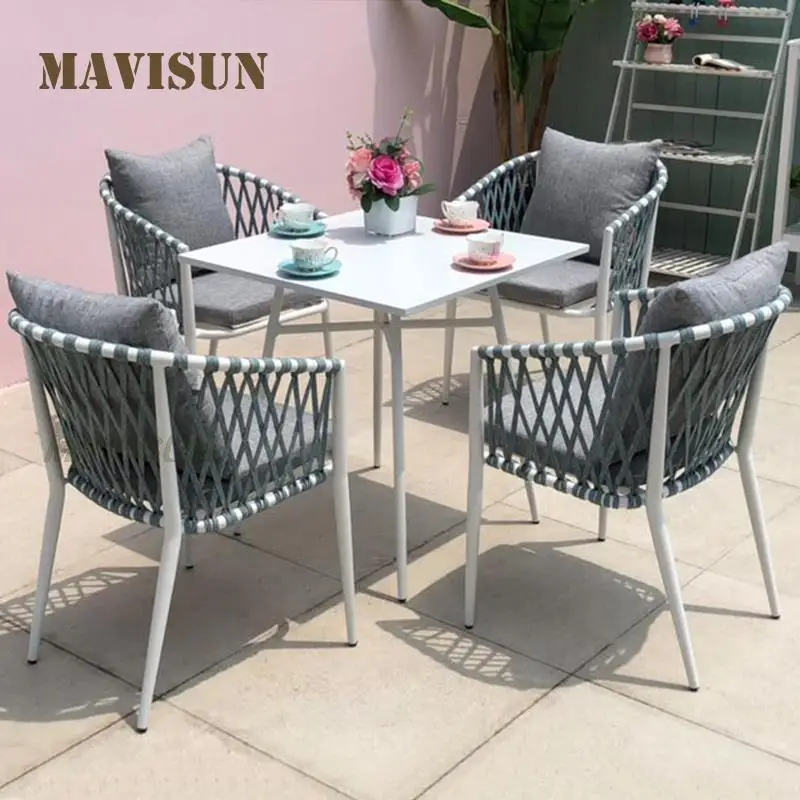 Outdoor Seating Chairs Rope Chair Garden Furniture Set With Table For Balcony Patio Minimalist Кресло Chaise Jardin Ext&eacute;rieur