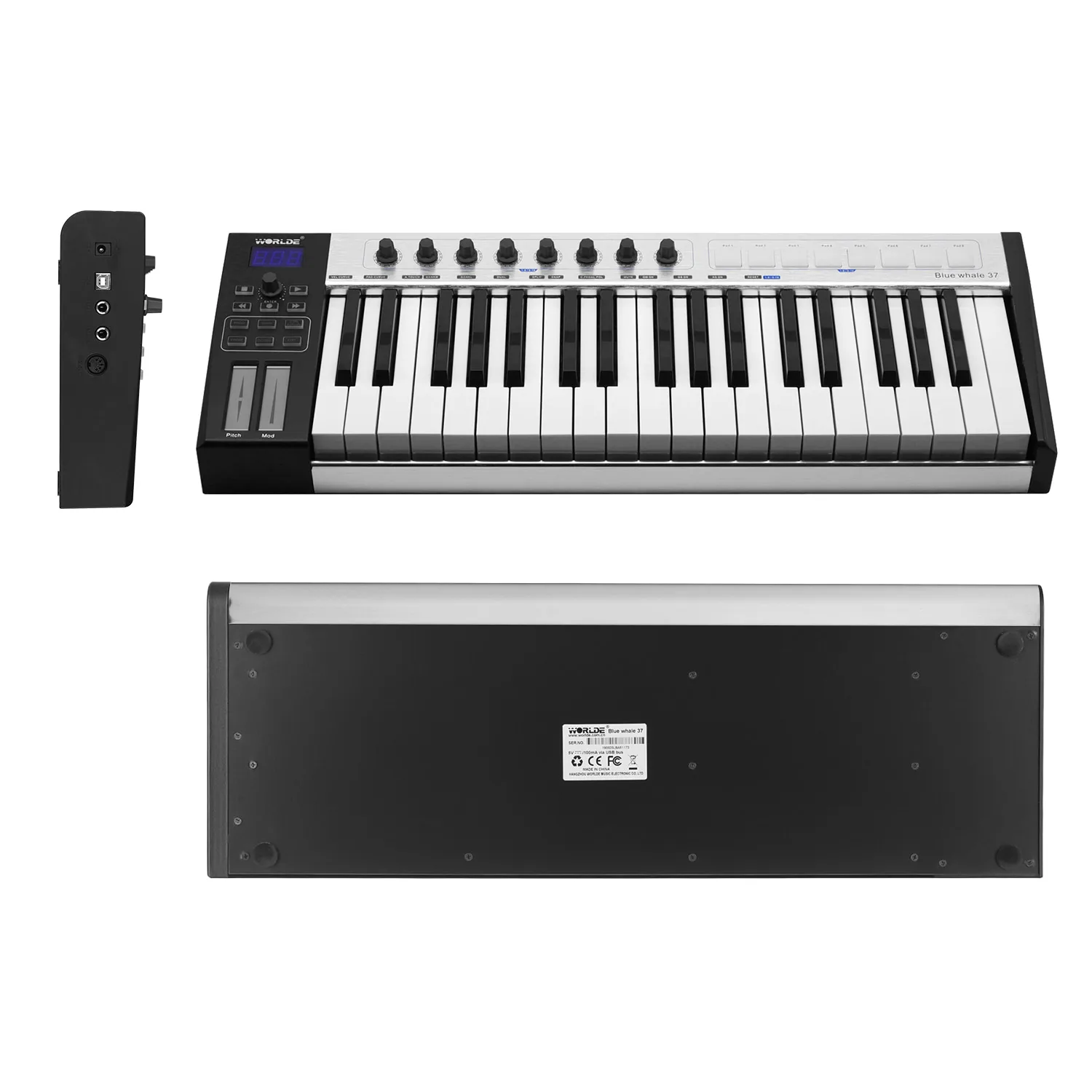 World Blue whale 37 USB MIDI контроллер клавиатуры 37 полувзвешенные клавиши 8 RGB с подсветкой триггерные подушки светодиодный дисплей