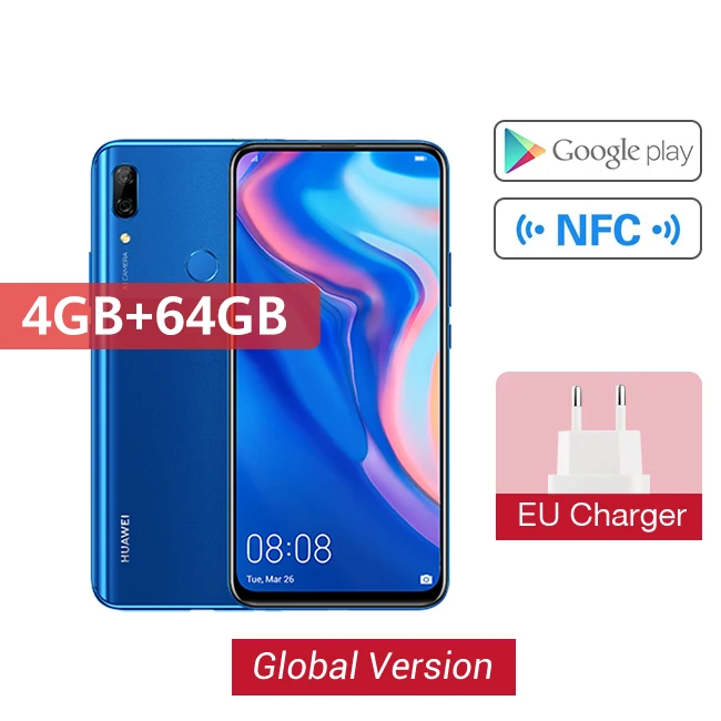 4GB 64GB Blue Мобильный телефон huawei P Smart Z с глобальной версией, 4 ГБ, 64 ГБ, Kirin 710, NFC, 16 МП, двойная камера s, автоматически открывающаяся фронтальная камера, 6,59 '', мобильный телефон - Цвет: 4GB 64GB Blue