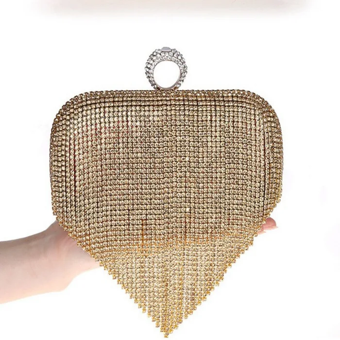 Украшение алмаз со стразами, Женская Роскошная вечерняя сумка клатч-кошелек, модная сумочка, вечерние платья для торжеств - Цвет: Gold