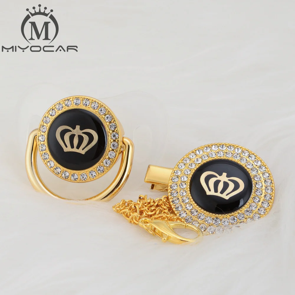 MIYOCAR, золотые, серебряные, блестящие стразы, корона, красивая, шикарная соска и соска, клипса, BPA бесплатно, пустышка, блестящий, уникальный дизайн, GCR2