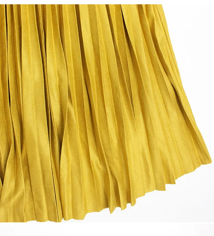Длинные плиссированные юбки для женщин s Осень Зима Женская замшевая бархатная юбка Saias Midi Faldas винтажная Женская юбка миди настоящая фотография