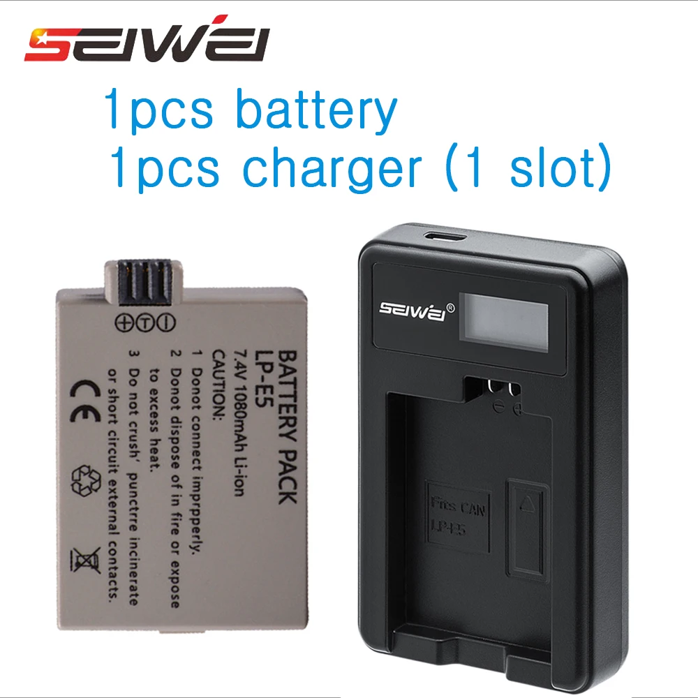 7,4 в 1080 мАч LP-E5 LP E5 цифровая камера батарея+ ЖК USB зарядное устройство для Canon 450D 500D 1000D KISS X2 X3 F Rebel XS XSi T1i - Цвет: B