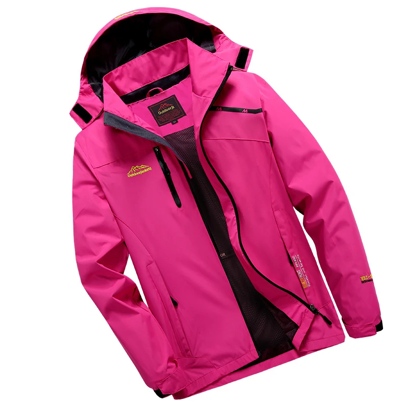 Уличная флисовая Мужская походная куртка Женская Весенняя Спортивная дождевик альпинистская Треккинговая ветровка рыболовные водонепроницаемые куртки - Цвет: Women  Rose