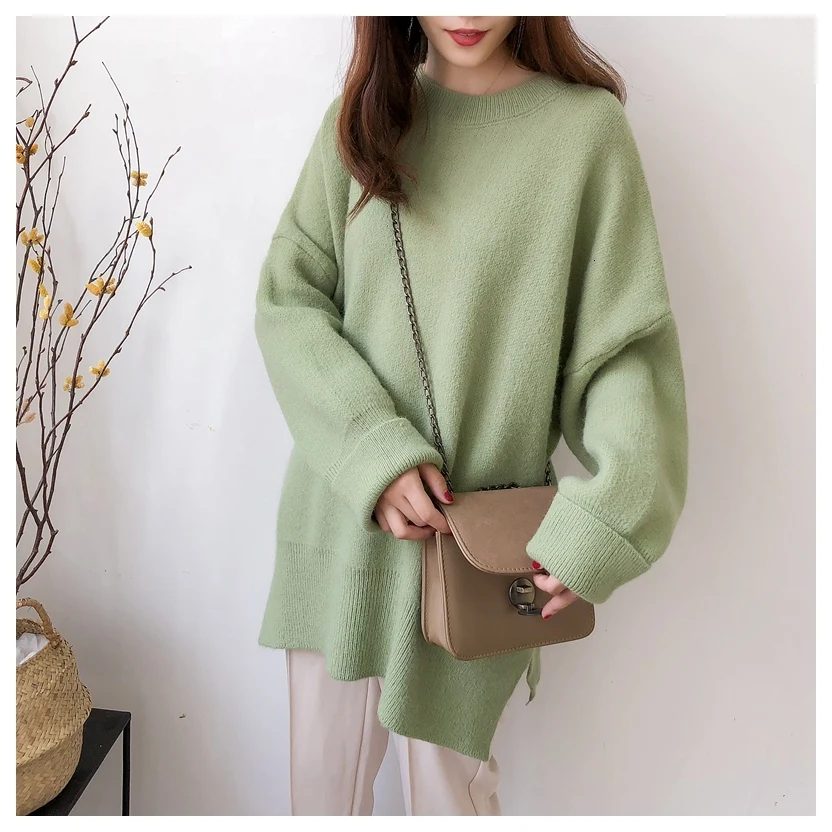 Autumn Women Winter Pullover Long Sweater Dress O-NECK Female Long Sleeve Straight Knitted Vestido Robe Casual Jurken