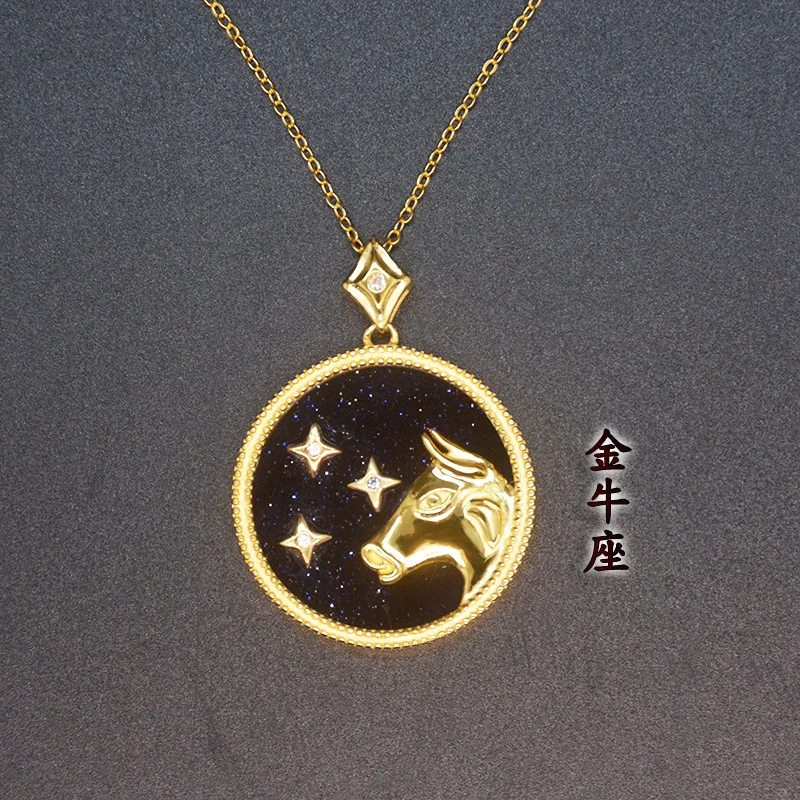OMHXFC LY02 Европейская мода для женщин подарок на день рождения свадьбу Китайские знаки зодиака 925 пробы Серебряный кулон Шарм - Цвет камня: blue Taurus