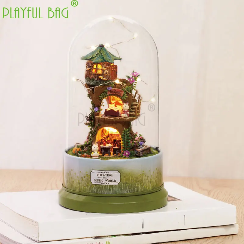 

PB Playful Adult Toys Intellectual Fun Diy House Rotating Music World Hand-assembled Model House Intellectual Girl Toy ZD25