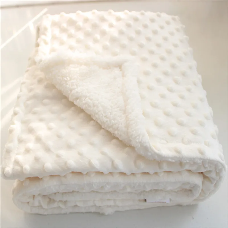 2 слоя толстый зимний пушистый подстежка на искусственном меху, Пижама для младенцев; 3D плед красивое Пышное детское одеяло коврик для домашних животных одеяло детское одеяло теплое детское Пеленальное Одеяло - Цвет: dot white 80X110cm