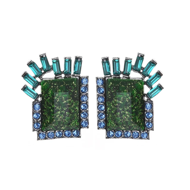 Ztech New Green Series Set Earrings Designer Jewelry Crystal Tassel Za Accessories Handmake Statement Bijoux Pendientes Brincos E1513