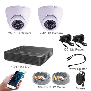 

4CH DVR CCTV System 2PCS HD Camera 1080P 2MP 1200 TVl Video Surveillance AHD Dome Camera Kit Security Camera Kit Surveillance
