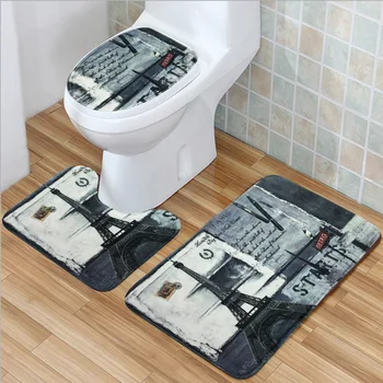 

Bathroom Rug 3pcs Set Non-slip Shower Mat Bathroom Carpet Absorbent Kitchen Toilet Foot Mats Washable Bath Rug Set