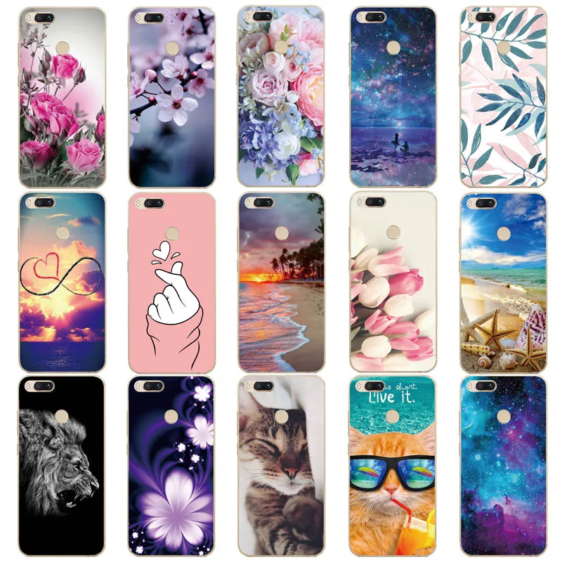 Cover For Xiaomi MI A1 Case mi 5x Full Protection Soft tpu Back Phone Cases Xiomi bumper Coque marble animal | Мобильные телефоны и