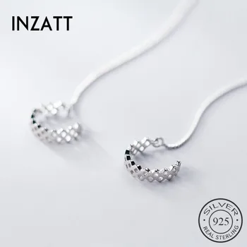 

INZATT Real 925 Sterling Silver Hollow Geometry Drop Earrings For Elegant Women Party Fine Jewelry Fashion Cute Accessories