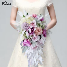 Meldel свадебный цветок букет невесты цветы искусственные цветы Шелковые Розы Гортензия Креативный Свадебный букет водопад