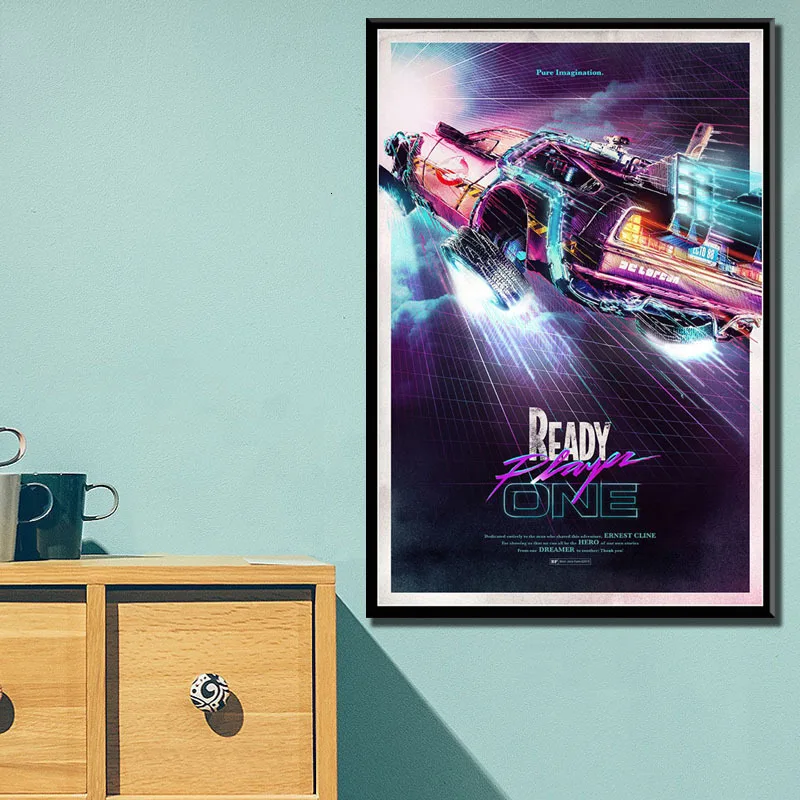 Spielberg 클래식 캔버스 페인팅 포스터 및 인쇄물, 벽 예술 사진, 홈 데코, Ready Player One Hot Movie Back To The Future