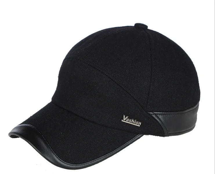 Дизайн бейсбольная кепка спортивная Snapback простые однотонные шапки для мужчин осень зима теплые шапки с ушками
