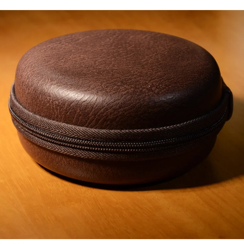 

Retro Headset Box Portable Headphone Case Mini Zipper Round Headphone Box Card Charger Earphones Store Coin Bag Gift Fast Ship