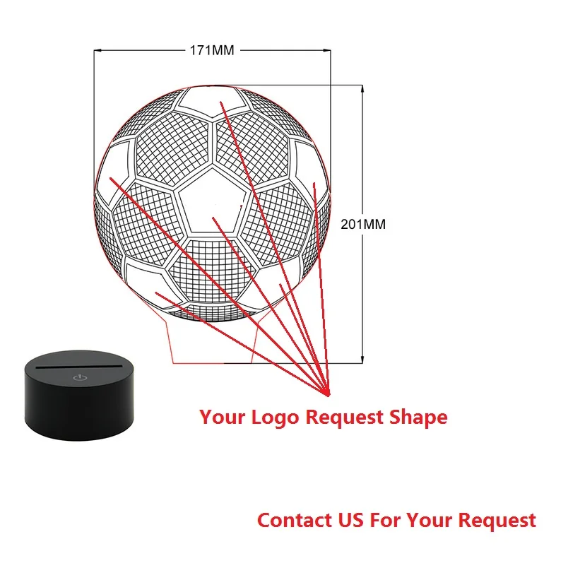  Kids 3d Lamp Football Led Night Light C Ronaldo Home Deocration Luminaria Child Boy Birthday Gift M - 33005196920