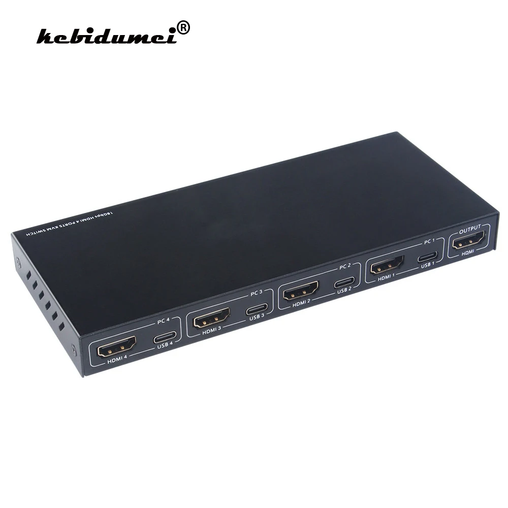 Квм-Консоль HDMI Type C, 2/4 портов, 4K, видеодисплей, переключатель USB C, квм-консоль, разветвитель для совместного использования клавиатуры и мыши принтера Квм-Консоль HDMI Type C, 2/4 портов, 4K, видеодисплей, переключатель USB C, квм-консоль, разветвитель для совместного использования клавиатуры и мыши принтера