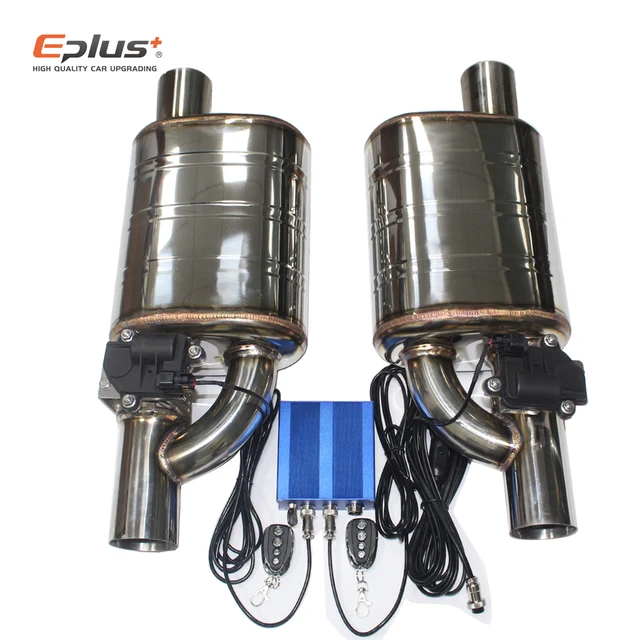 EPLUS 1 Pair 2pcs Car Exhaust System Electric Valve Control Exhaust Pipe Kit Adjustable Valve Angle Silencer Stainless Universal 2