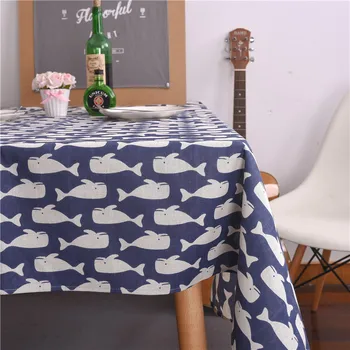 

High Quality Fish Print Table Cloth Linen Fabric Decorative Tablecloth Dining Table Cover for Kitchen Home Decor