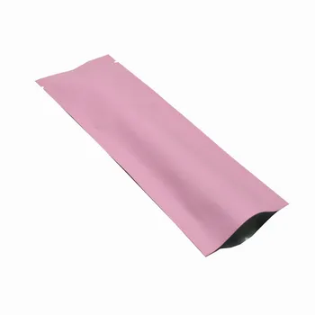 

6x17cm Retail Heat Sealable Pink Open Top Mylar Packaging Vacuum Pure Aluminum Foil Pouches for Snack Coffee Powder Storage Bags