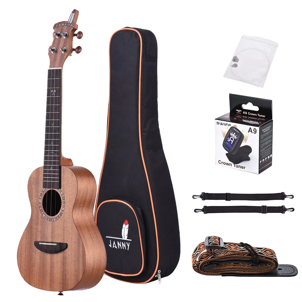 2" Акустическая деревянная сопрано укулеле Ukelele uke из красного дерева углеродная нить с мягкой сумкой для переноски струны ремешок клип-на тюнер