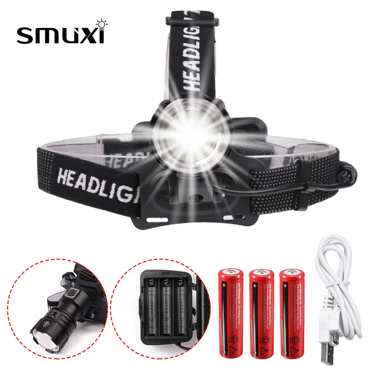

30W USB Rechargeable Led Headlamp XH P70 Most Powerfull Headlight Fishing Camping ZOOM Torch Use 3*18650 batteries