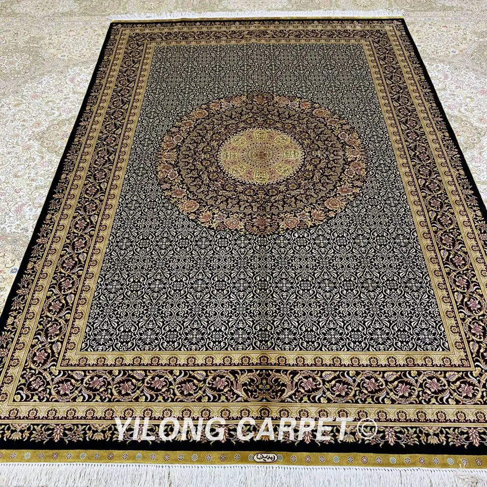 Yilong 5,5 'x8' ручной Шелковый персидский ковер Qum ковер "Медальон"(ZQG250A
