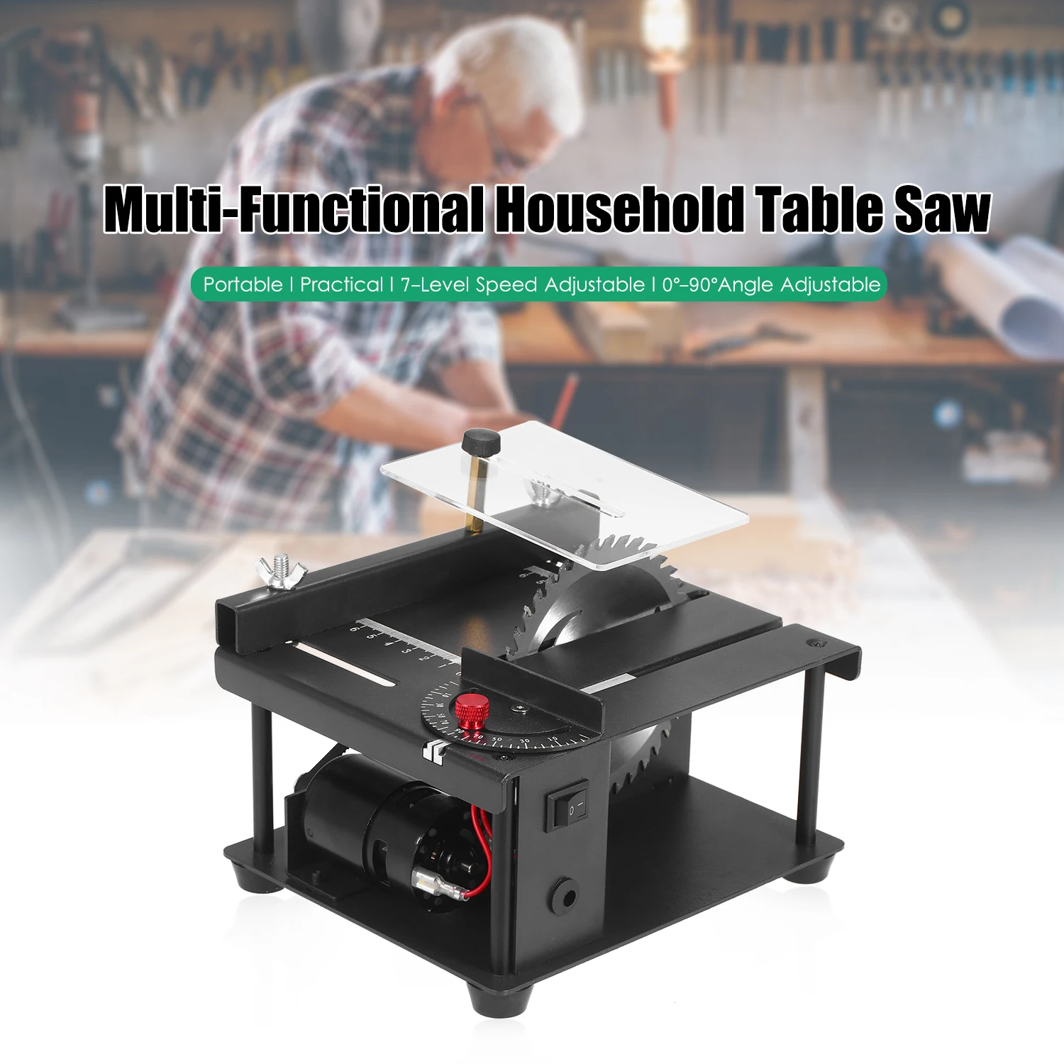 Multifunctional Electric Table Saw Adjustable-Speed Mini Desktop Circular Saw Cutter for Wood Plastic Acrylic Cutting