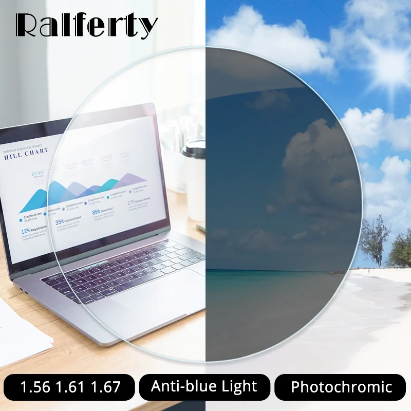 Ralferty 1.56 1.6 1.67 Anti Blue Photochromic Gray Lens Chameleon Sunglasses Clear Myopia Hyperopia Prescription Optical Lenses Ralferty 1.56 1.6 1.67 Anti Blue Photochromic Gray Lens Chameleon Sunglasses Clear Myopia Hyperopia Prescription Optical Lenses
