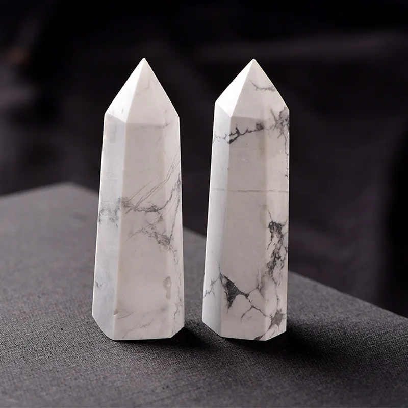 

Natural white turquoise crystal wand point healing crystals
