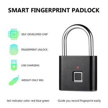 

Waterproof Smart Fingerprint Password Lock Durable USB Rechargeable Fast Unlock Zinc Alloy Precision Security Padlocks