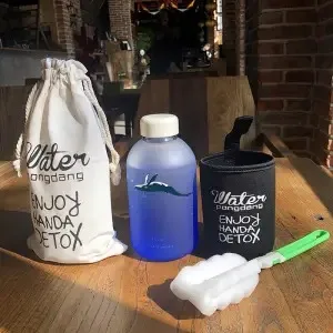 Whale Cup 600ML Frosted Glass Mup Leak-Proof Fashion Mineral Water Bottles  Drinkware Camping Travel Easy to Carry Sport Bottle D2