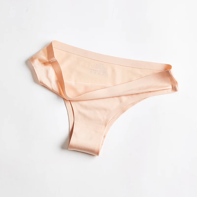 Nude 1 шт., женское нижнее белье, бесшовные шелковые трусики, сексуальные, спортивные, женские, Т-образные, одноцветные, мягкие стринги для женщин, новые трусики BANNIROU - Цвет: Nude
