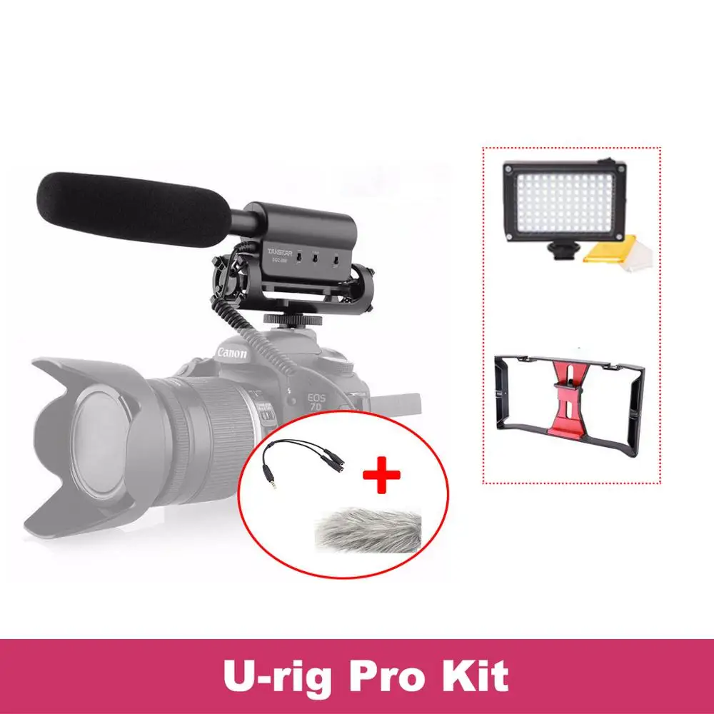 U-Rig Pro Kit Внешний моно микрофон направленный Takstar SGC-598 Интервью Моно Микрофоны для Съемок Видео Shotgun Микрофон для Nikon Canon DSLR Видеокамеры - Цвет: U-Rig Pro Kit