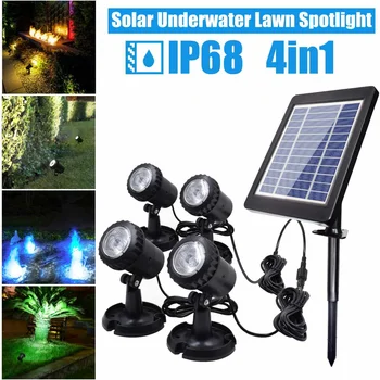 

Solar Light Waterproof IP68 1/2/3/4 in1 Underwater Fountain Pond Lights LED Spotlights For Outdoor Amphibious Lawn Pool Garden