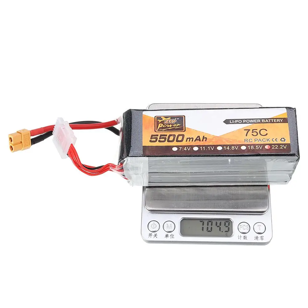 1 шт. ZOP 22,2 в 5500 мАч 75C 6S XT60 разъем Lipo батарея для Радиоуправляемый вертолет FPV автомобиль Самолет RC Квадрокоптер, Мультикоптер запчасти