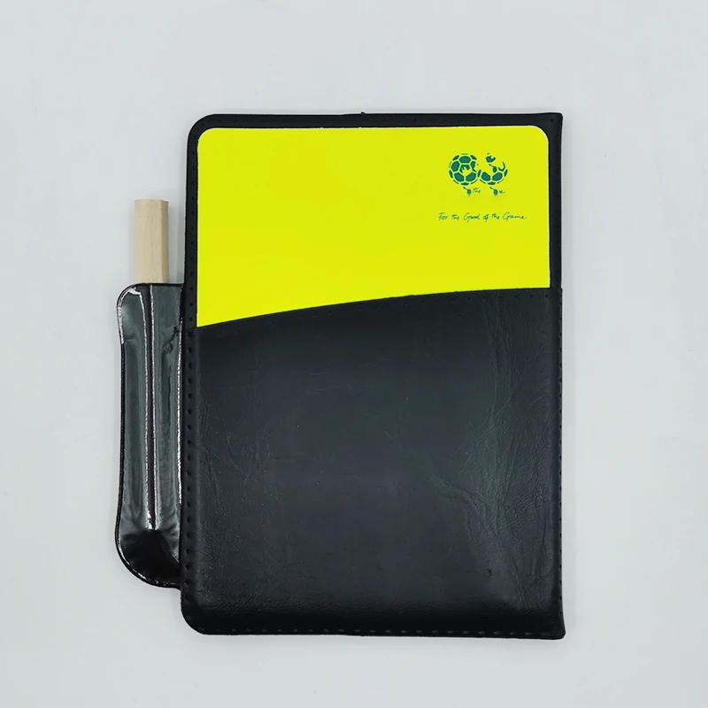 30pcs PU Leather Soccer referee cards with pencel book Fair Play match referee equipment Red And Yellow Card With Pencil
