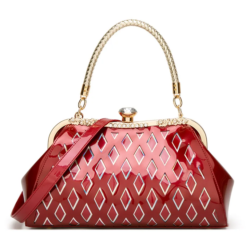Mododiino Patent Leather Handbag Women Shoulder Bag Crossbody Bag Diamond Shell Bag Ladies Evening Bag Luxury Handbag DNV1154
