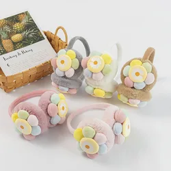 2021 nova escalável sol flores earmuffs inverno colorido crianças adorável à prova de frio moda ao ar livre pelúcia engrossar acessórios