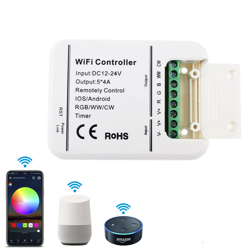 DC12V 24V Wifi LED контроллер RGB/RGBW/RGBWW полоса 16 миллионов цветов музыка и режим таймера