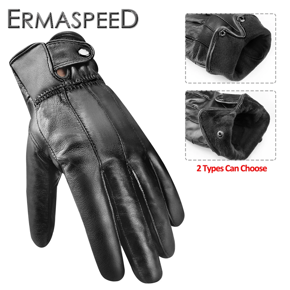 WinterMotorcycleGlovesSheepskinLeatherWaterproofWarmRiding