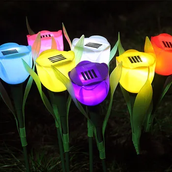 

2V Solar LED Lantern Light Fairy Colorful Flower Outdoor Garden Home Tulip LED Lights For Gardens Lawns Balconies Decor