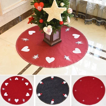 

100cm Tree Skirts New Year Decoration For Home Party Merry Christmas Tree Skirt Floor Mat Wool Felt Rug Party Home Decor