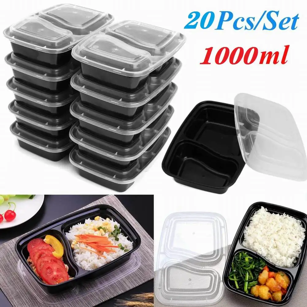 

35 oz 2 Compartment Meal Prep Containers with Lids Durable BPA Free Plastic Food Storage Containers Stackable Kitchen supplies